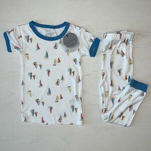 Milkberry Toddler Boy Bamboo Short Pajama Set Americana Sail Boat 3T 4T